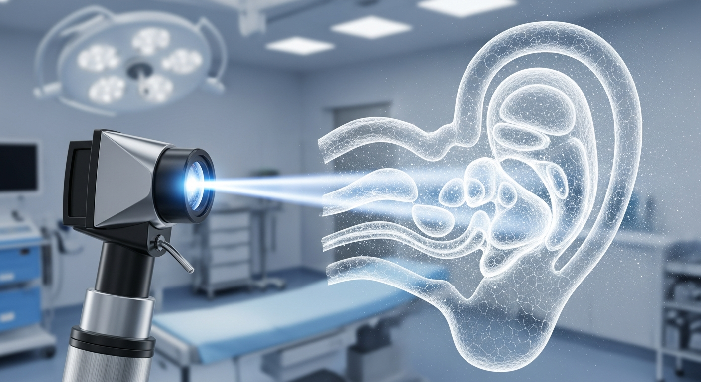 אבחון מוקדם של נוזלים באוזן התיכונה בעזרת אוטוסקופ.