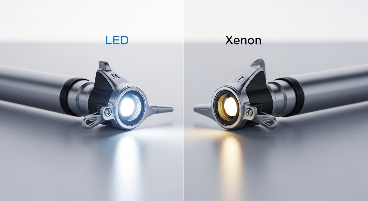 ההבדל בין תאורת LED לתאורת קסנון באוטוסקופים.
