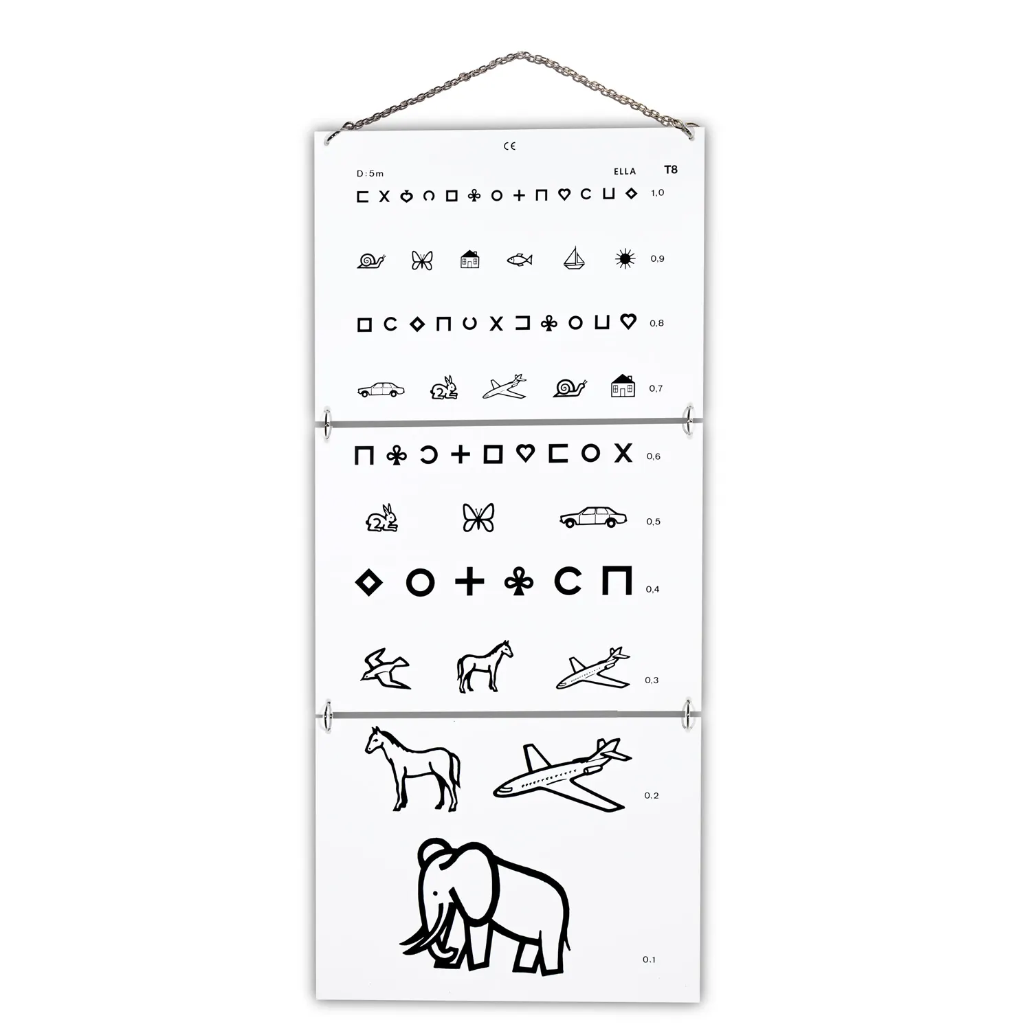 לוח בדיקת ראייה מ-PVC לקליניקה Visual Acuity Chart