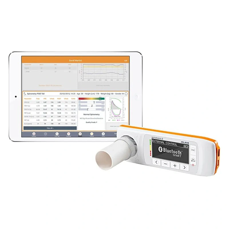 ספירומטר נייד MIR Spirobank II Smart עם אוקסימטר וחיבור USB/Bluetooth